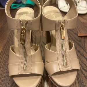 Michael Kors Beige Heels with Gold Accents